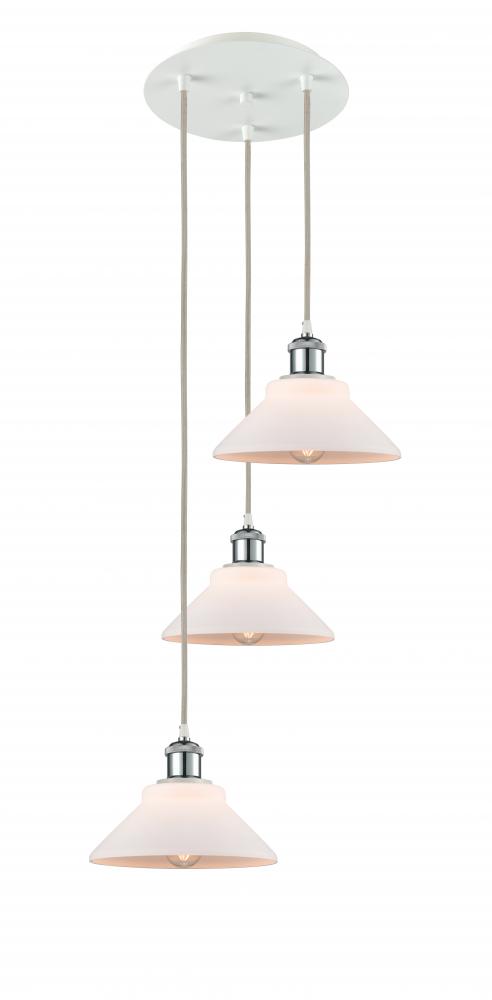 Orwell - 3 Light - 15 inch - White Polished Chrome - Cord Hung - Multi Pendant