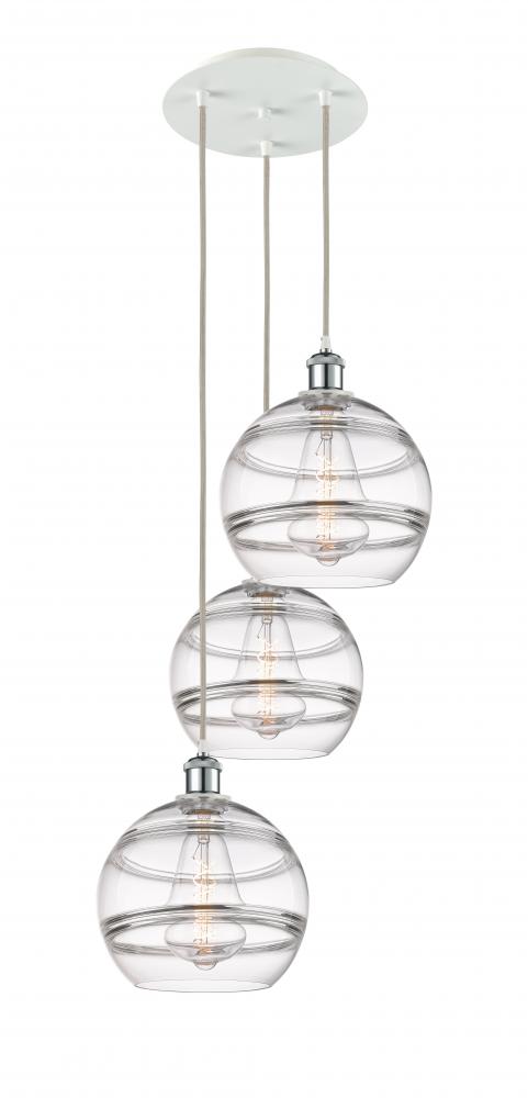 Rochester - 3 Light - 17 inch - White Polished Chrome - Cord Hung - Multi Pendant