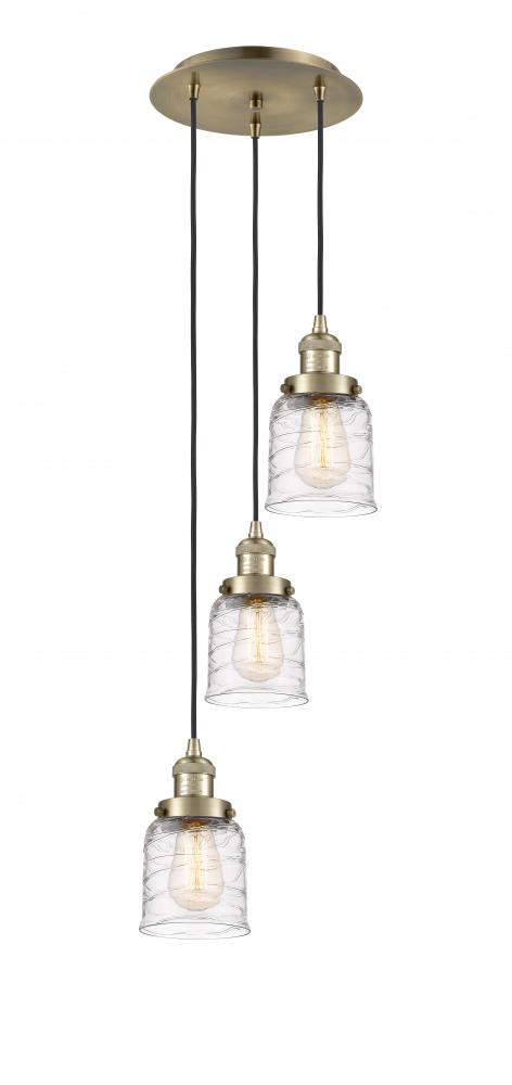 Bell - 3 Light - 12 inch - Antique Brass - Cord hung - Multi Pendant