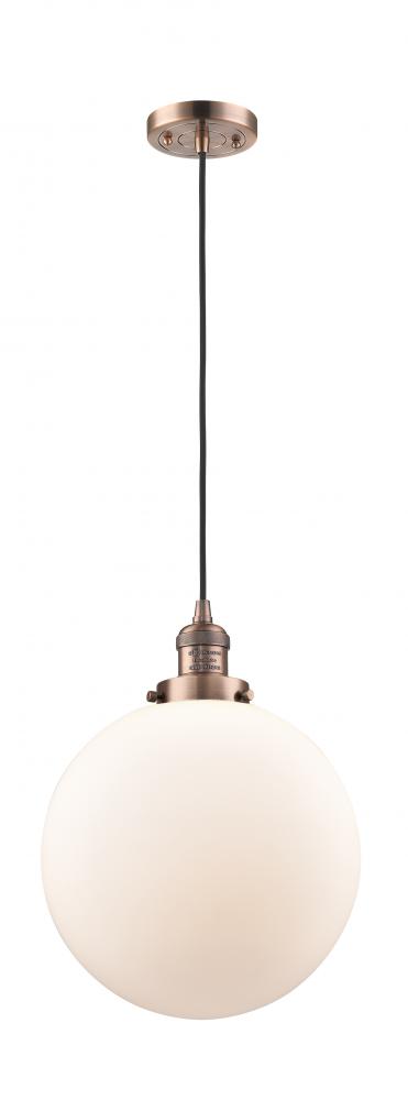 Beacon - 1 Light - 12 inch - Antique Copper - Cord hung - Mini Pendant