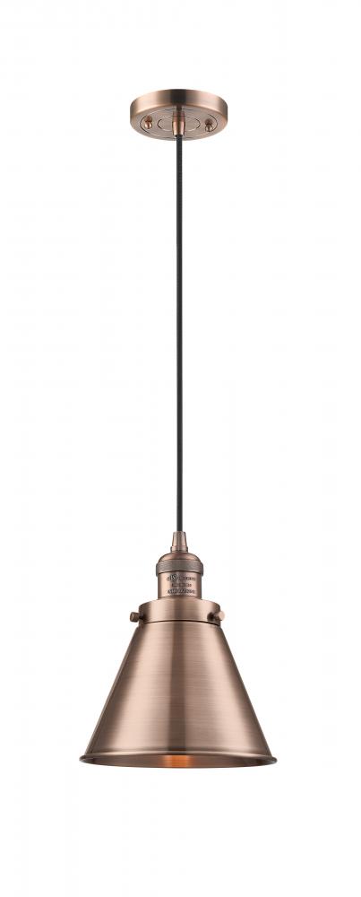 Appalachian - 1 Light - 8 inch - Antique Copper - Cord hung - Mini Pendant