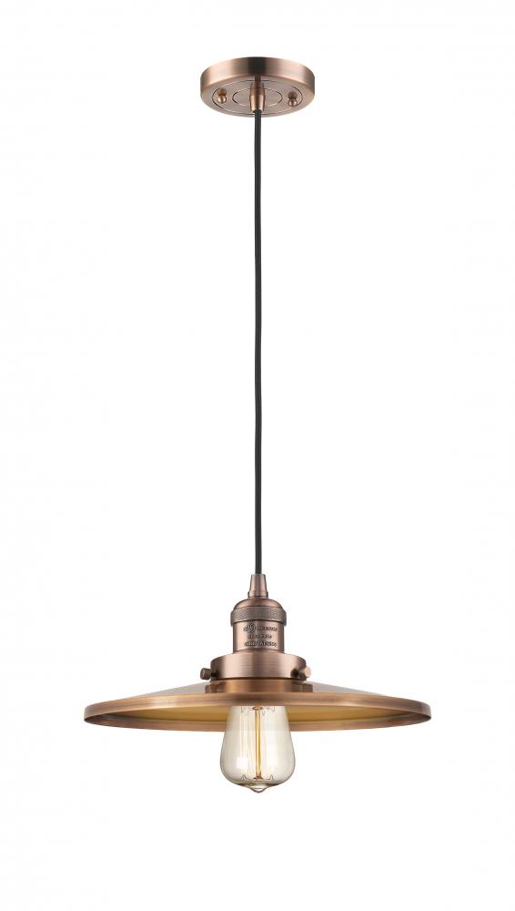Appalachian - 1 Light - 12 inch - Antique Copper - Cord hung - Mini Pendant