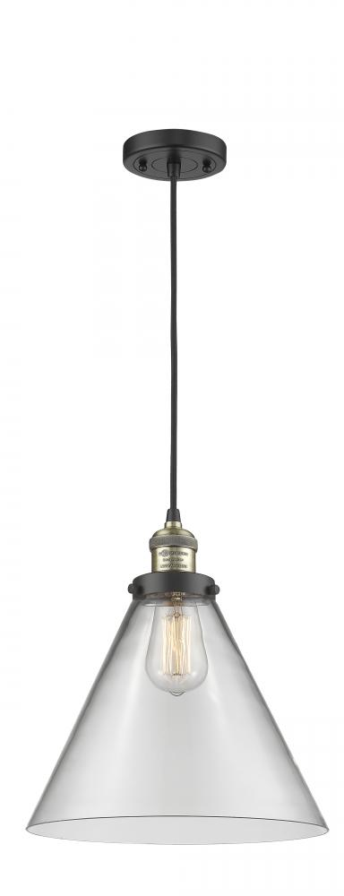 Cone - 1 Light - 12 inch - Black Antique Brass - Cord hung - Mini Pendant