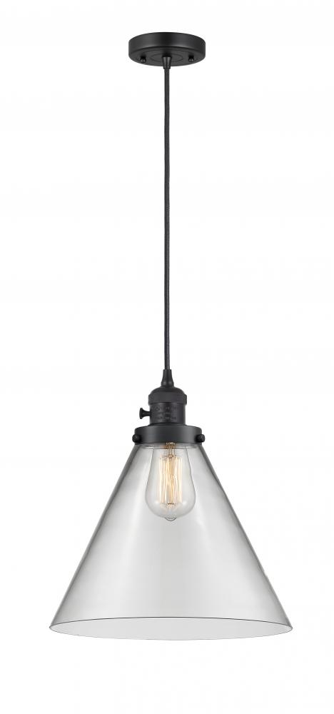 Cone - 1 Light - 12 inch - Matte Black - Cord hung - Mini Pendant