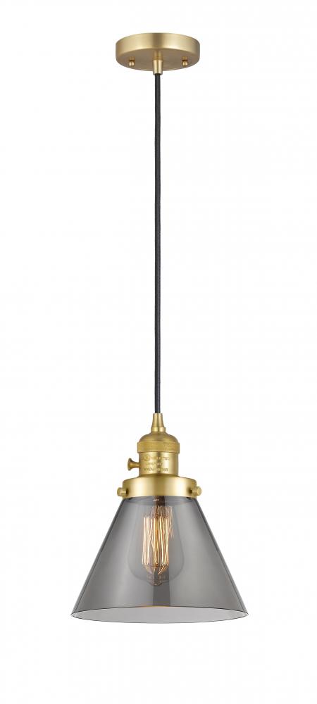 Cone - 1 Light - 8 inch - Satin Gold - Cord hung - Mini Pendant