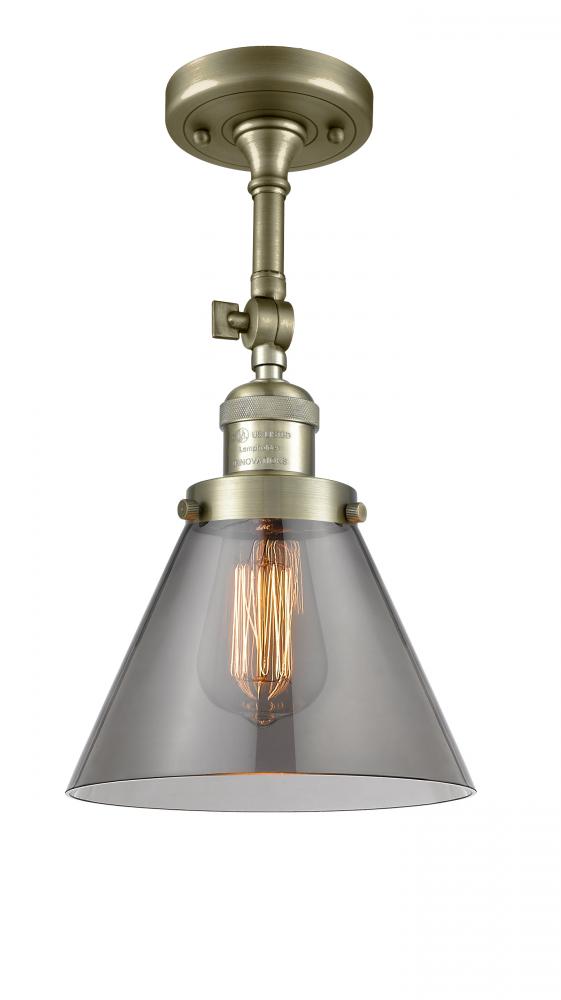 Cone - 1 Light - 8 inch - Antique Brass - Semi-Flush Mount