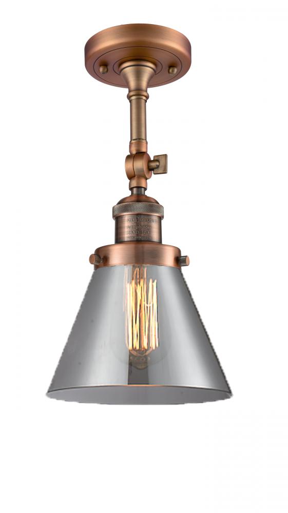 Cone - 1 Light - 8 inch - Antique Copper - Semi-Flush Mount