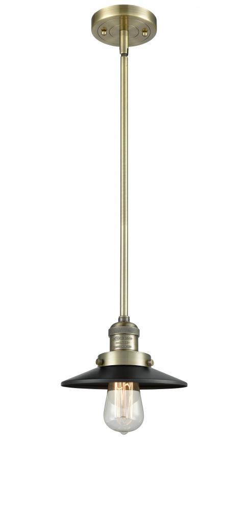 Railroad - 1 Light - 8 inch - Antique Brass - Stem Hung - Mini Pendant