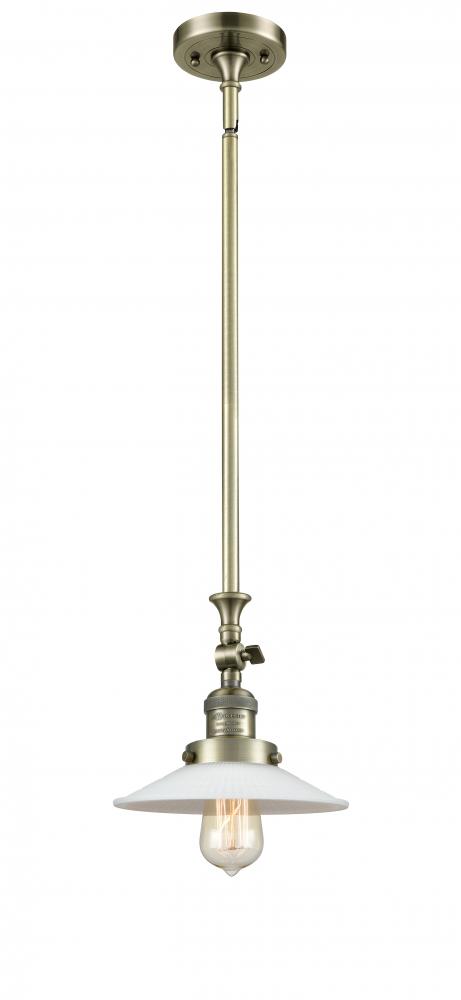 Halophane - 1 Light - 9 inch - Antique Brass - Stem Hung - Mini Pendant