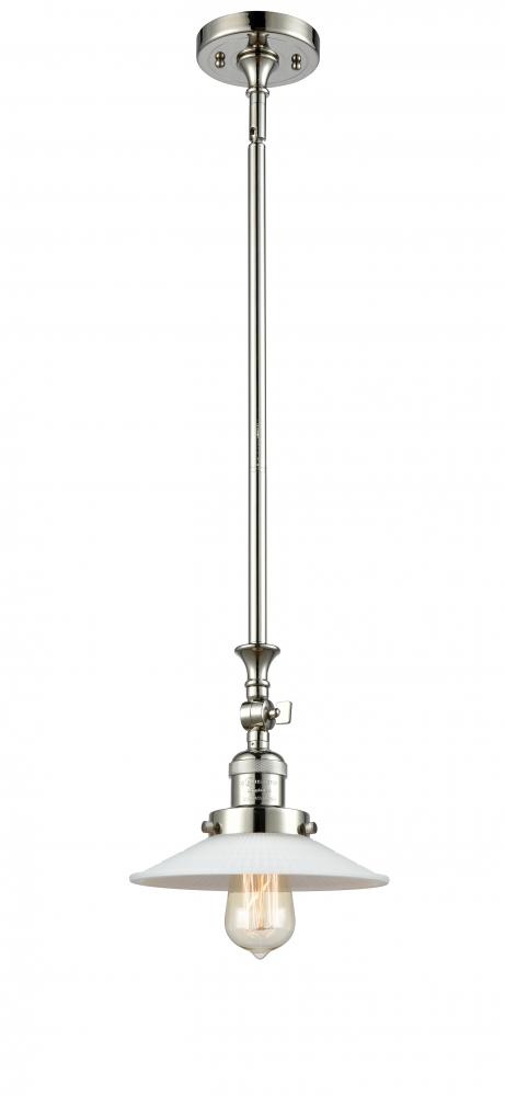 Halophane - 1 Light - 9 inch - Polished Nickel - Stem Hung - Mini Pendant