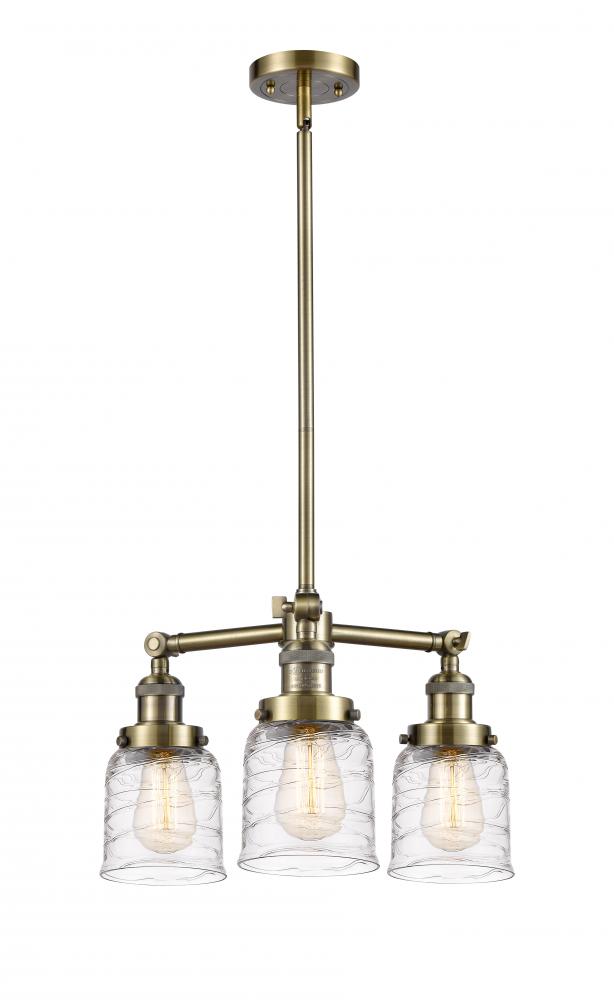 Bell - 3 Light - 19 inch - Antique Brass - Stem Hung - Chandelier