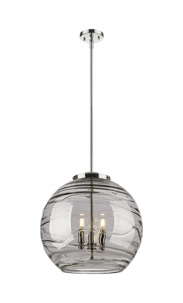 Athens Deco Swirl - 3 Light - 18 inch - Polished Nickel - Cord hung - Pendant