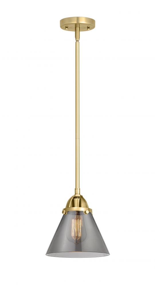 Cone - 1 Light - 8 inch - Satin Gold - Cord hung - Mini Pendant