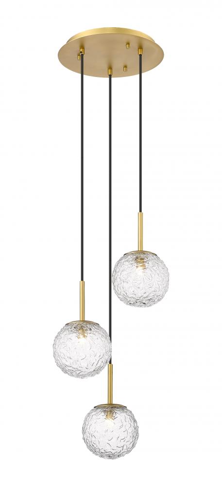 Barrington - 3 Light - 12 inch - Brushed Brass - Cord hung - Mini Pendant