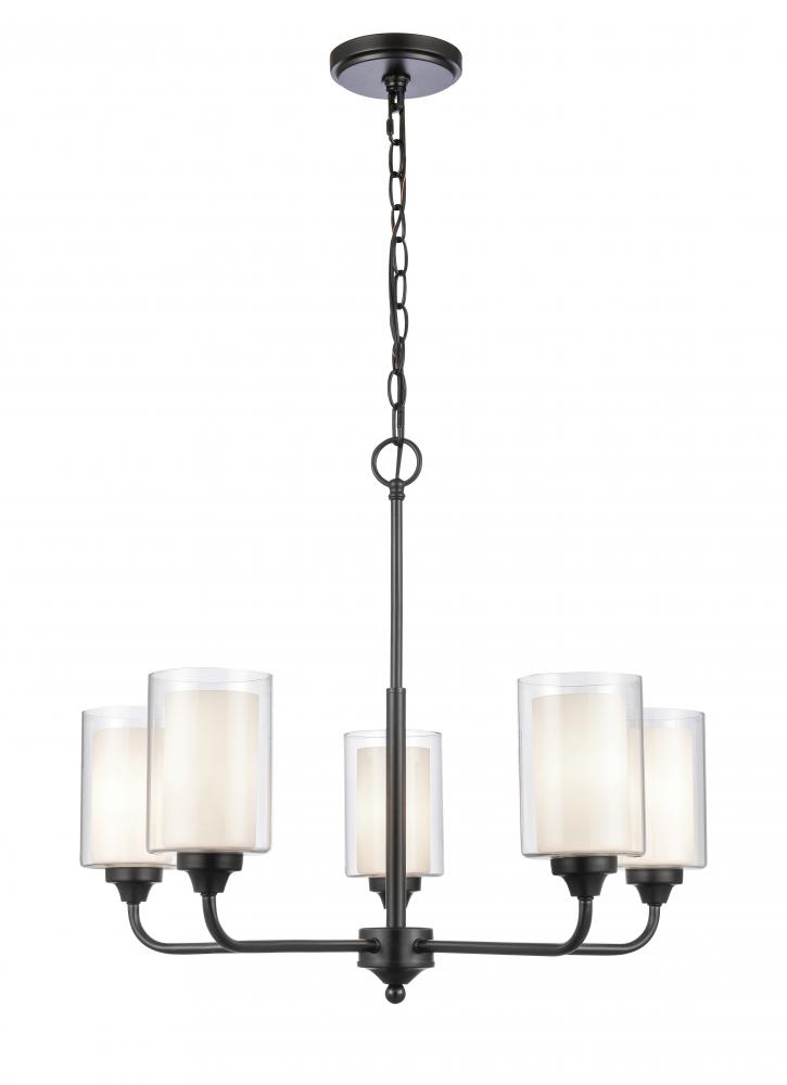 Fairbank - 5 Light - 25 inch - Matte Black - Chain Hung - Chandelier