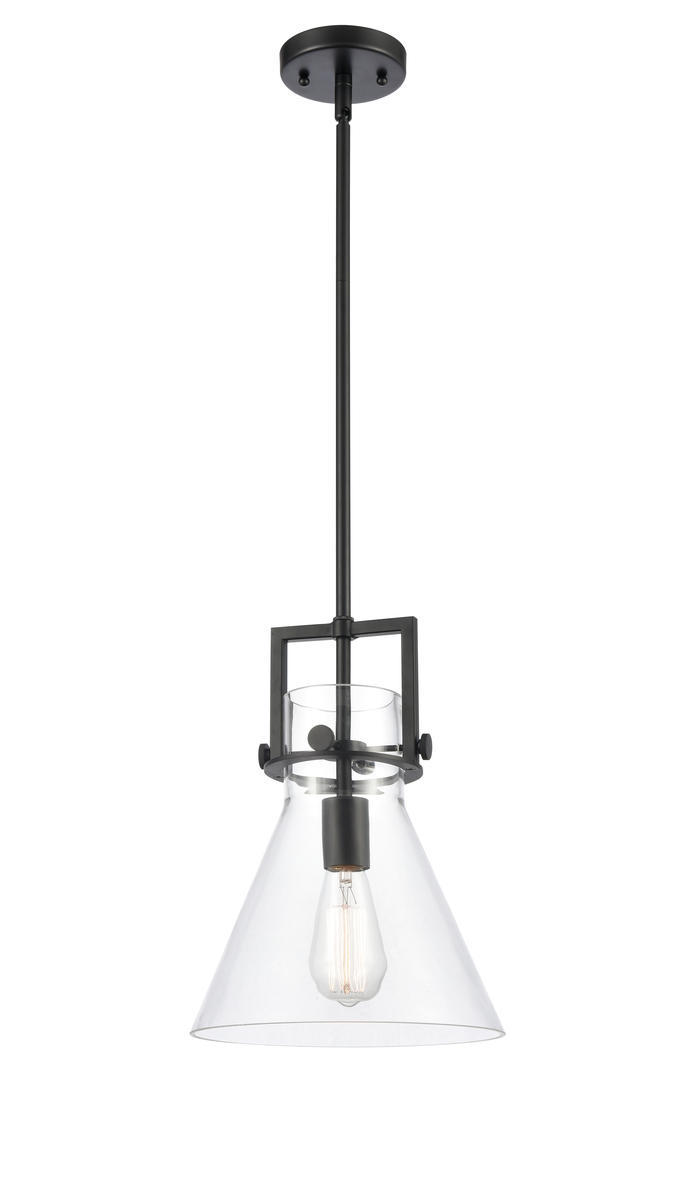 Newton Cone - 1 Light - 10 inch - Matte Black - Stem Hung - Mini Pendant