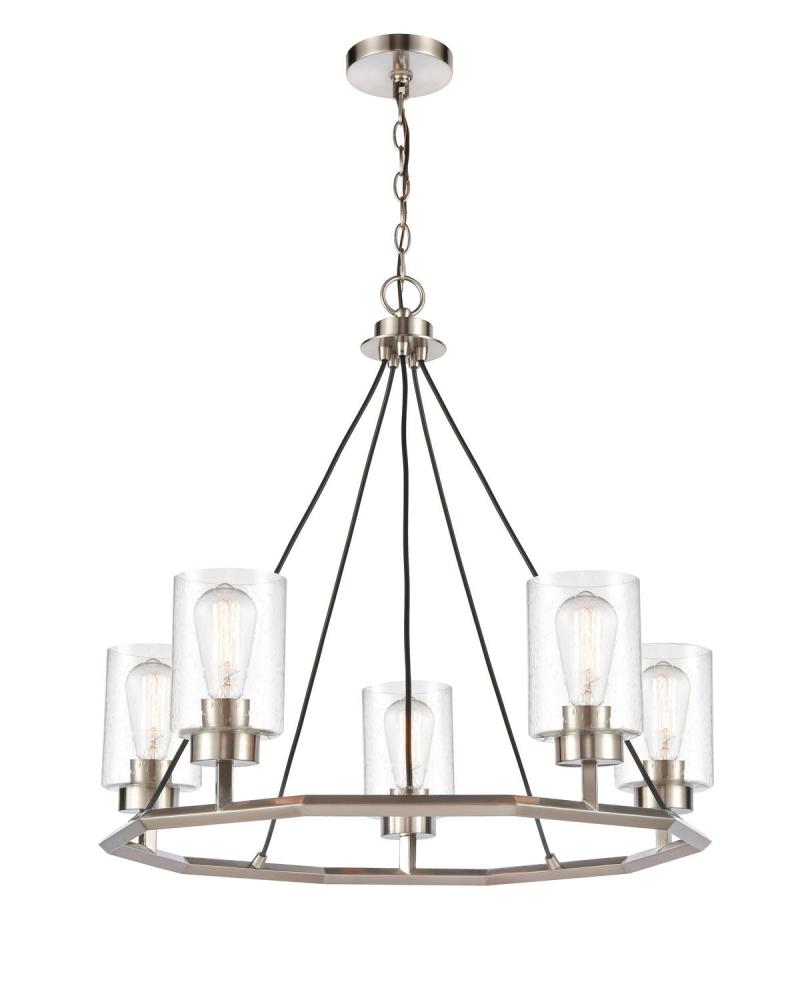 Mila - 5 Light - 29 inch - Black Satin Nickel - Chain Hung - Chandelier