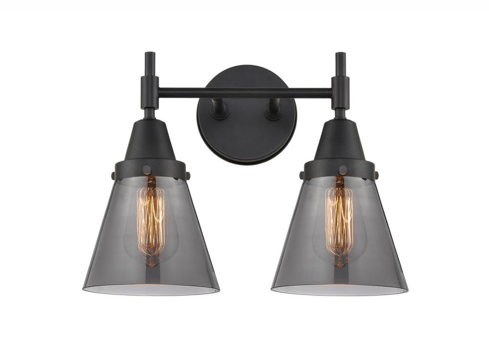 Cone - 2 Light - 15 inch - Matte Black - Bath Vanity Light