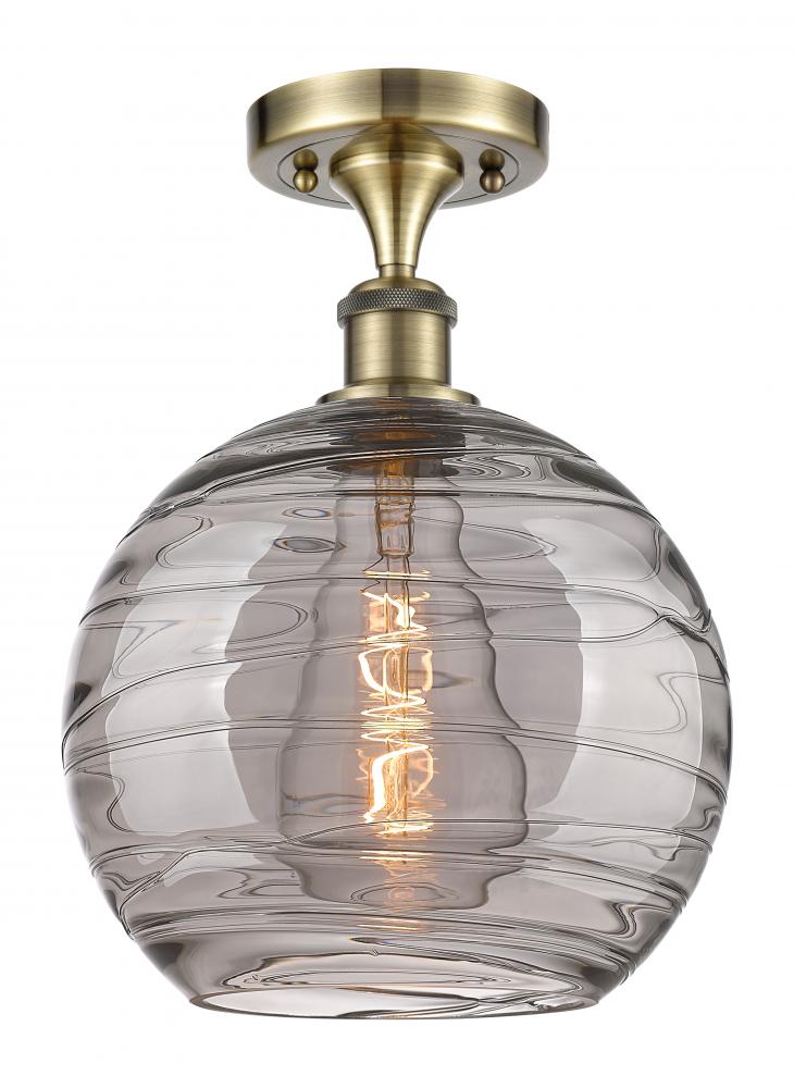 Athens Deco Swirl - 1 Light - 10 inch - Antique Brass - Semi-Flush Mount