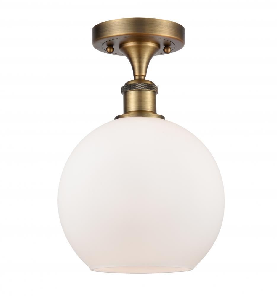 Athens - 1 Light - 8 inch - Brushed Brass - Semi-Flush Mount