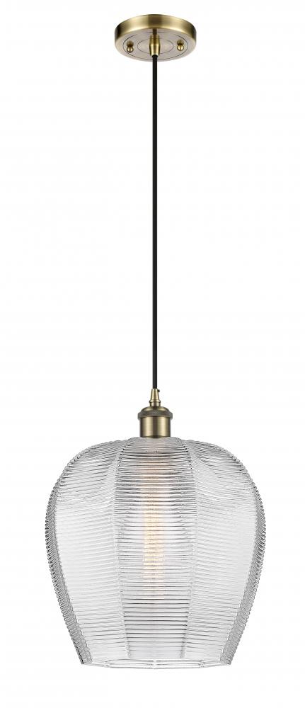 Norfolk - 1 Light - 12 inch - Antique Brass - Cord hung - Mini Pendant