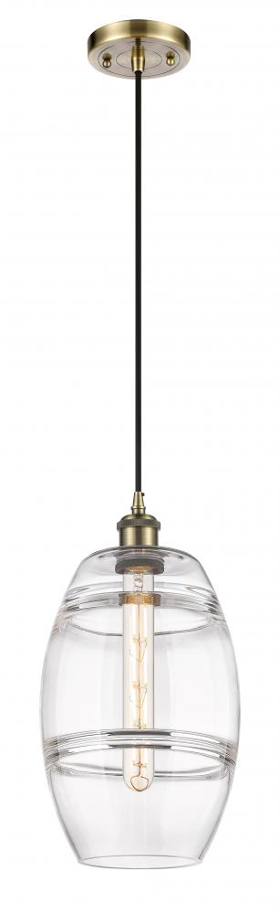 Vaz - 1 Light - 8 inch - Antique Brass - Cord hung - Mini Pendant