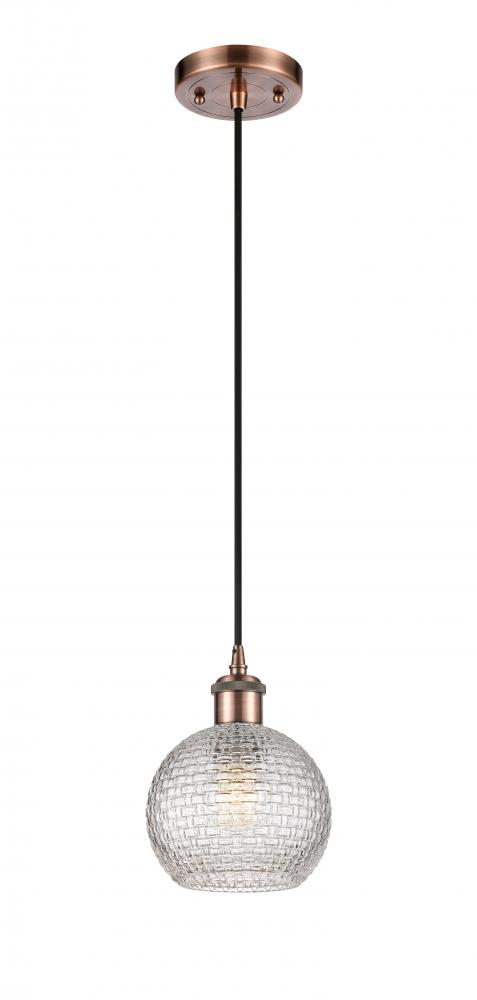 Athens - 1 Light - 6 inch - Antique Copper - Cord hung - Mini Pendant