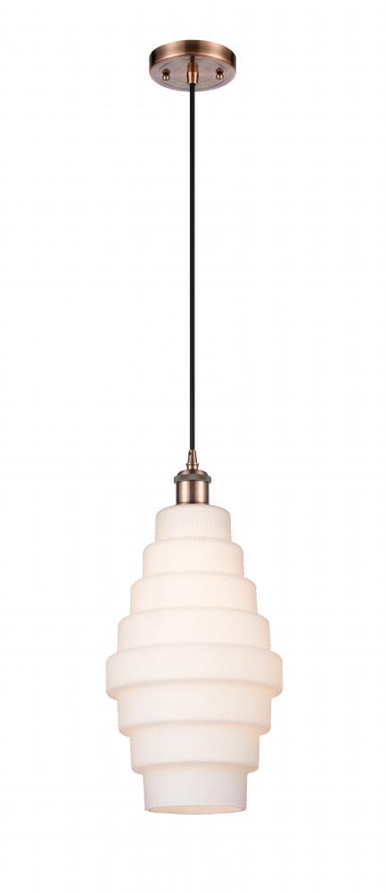 Cascade - 1 Light - 8 inch - Antique Copper - Cord hung - Mini Pendant