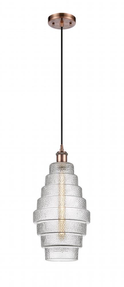 Cascade - 1 Light - 8 inch - Antique Copper - Cord hung - Mini Pendant