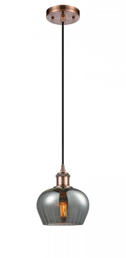 Fenton - 1 Light - 7 inch - Antique Copper - Cord hung - Mini Pendant