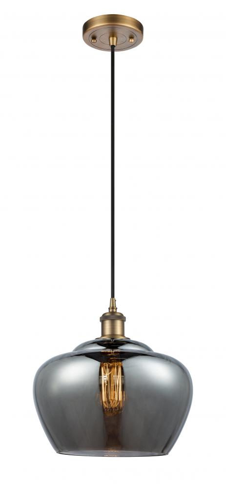 Fenton - 1 Light - 11 inch - Brushed Brass - Cord hung - Mini Pendant