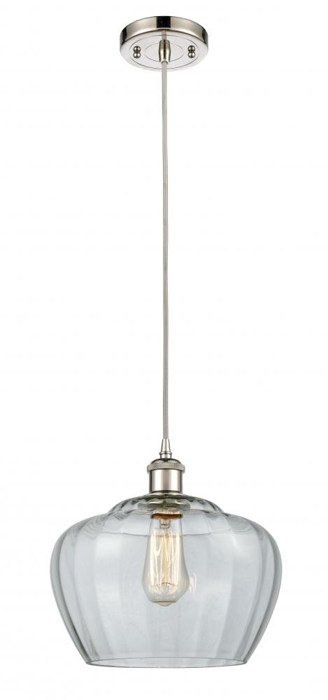 Fenton - 1 Light - 11 inch - Polished Nickel - Cord hung - Mini Pendant