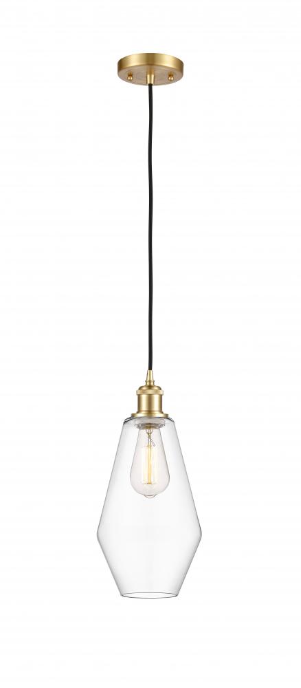 Cindyrella - 1 Light - 7 inch - Satin Gold - Cord hung - Mini Pendant