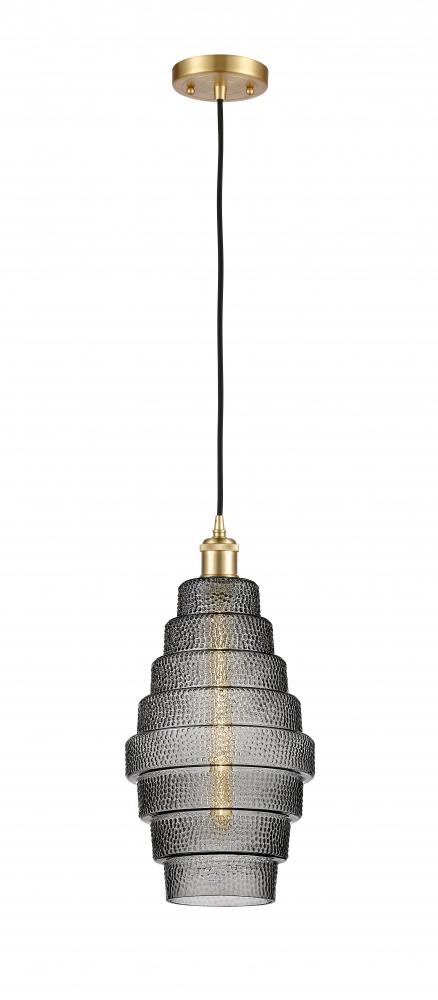 Cascade - 1 Light - 8 inch - Satin Gold - Cord hung - Mini Pendant