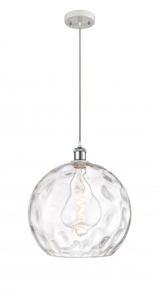 Athens Water Glass - 1 Light - 13 inch - White Polished Chrome - Cord hung - Pendant
