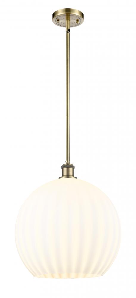 White Venetian - 1 Light - 14 inch - Antique Brass - Pendant