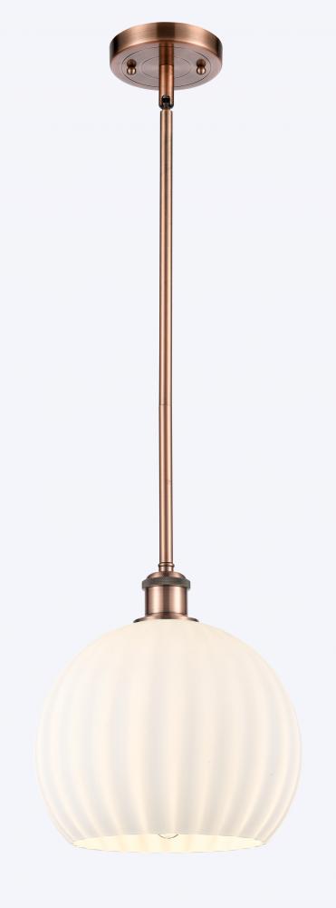 White Venetian - 1 Light - 10 inch - Antique Copper - Mini Pendant
