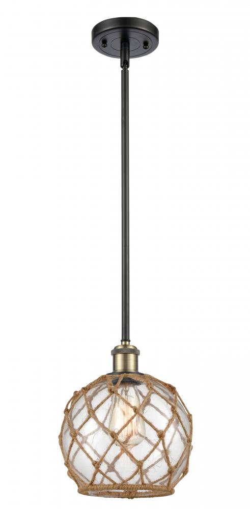 Farmhouse Rope - 1 Light - 8 inch - Black Antique Brass - Mini Pendant