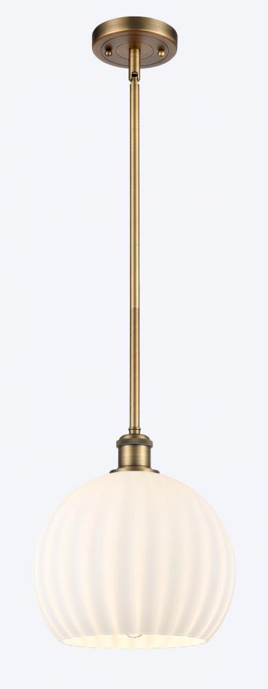 White Venetian - 1 Light - 10 inch - Brushed Brass - Mini Pendant
