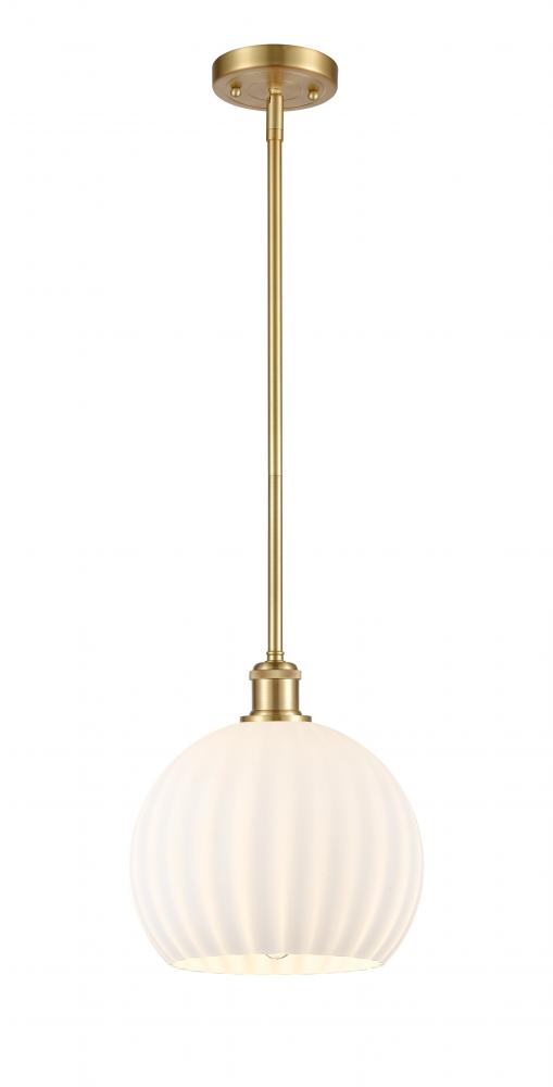 White Venetian - 1 Light - 10 inch - Satin Gold - Mini Pendant
