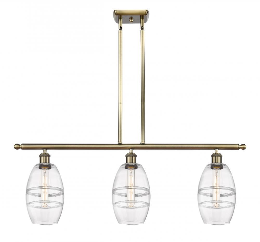 Vaz - 3 Light - 36 inch - Antique Brass - Cord hung - Island Light