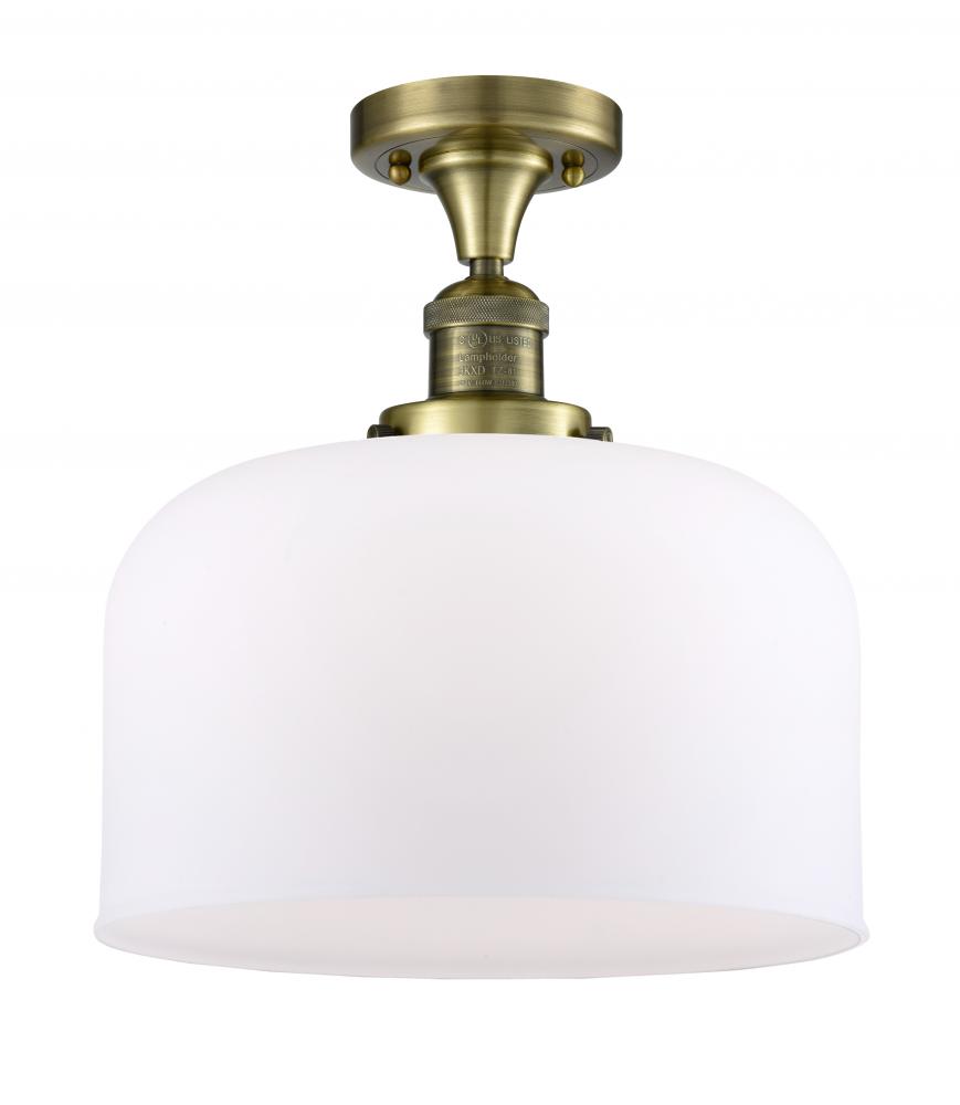 Bell - 1 Light - 12 inch - Antique Brass - Semi-Flush Mount