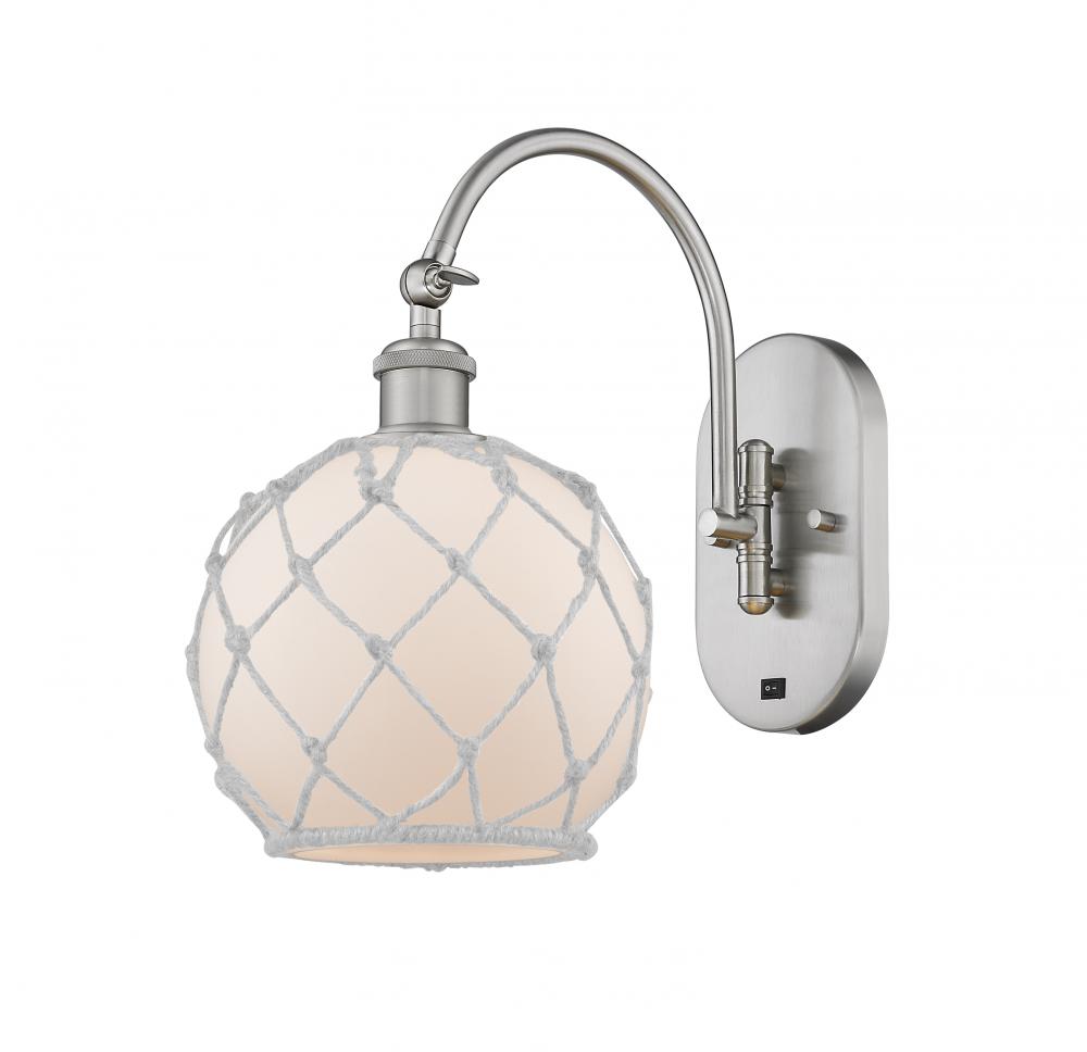 Farmhouse Rope - 1 Light - 8 inch - Brushed Satin Nickel - Sconce