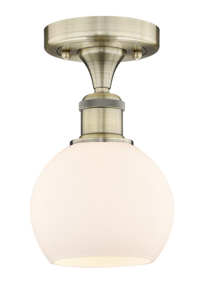 Athens - 1 Light - 6 inch - Antique Brass - Semi-Flush Mount