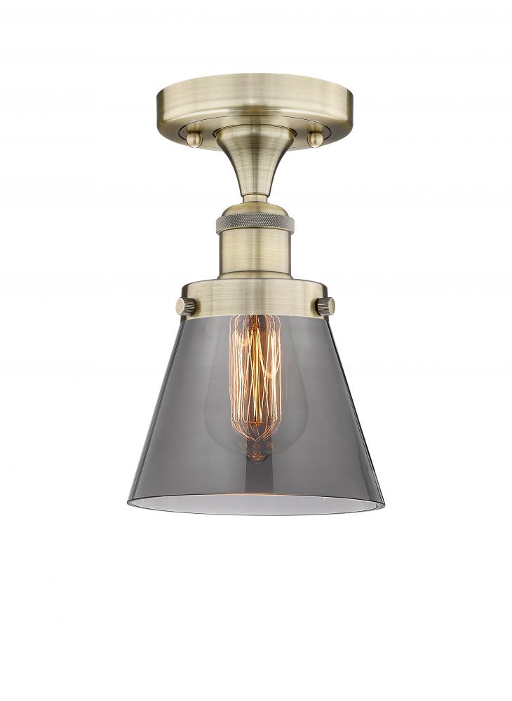 Cone - 1 Light - 6 inch - Antique Brass - Semi-Flush Mount