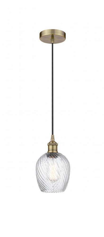 Salina - 1 Light - 6 inch - Antique Brass - Cord hung - Mini Pendant