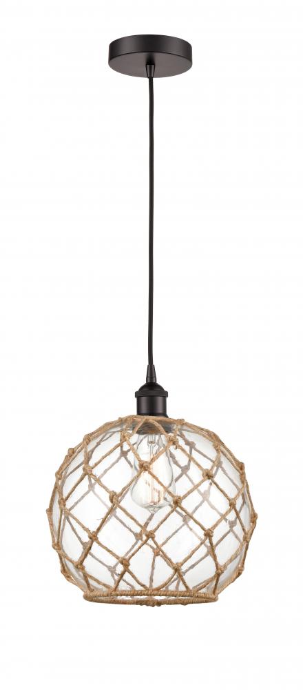 Farmhouse Rope - 1 Light - 10 inch - Oil Rubbed Bronze - Cord hung - Mini Pendant