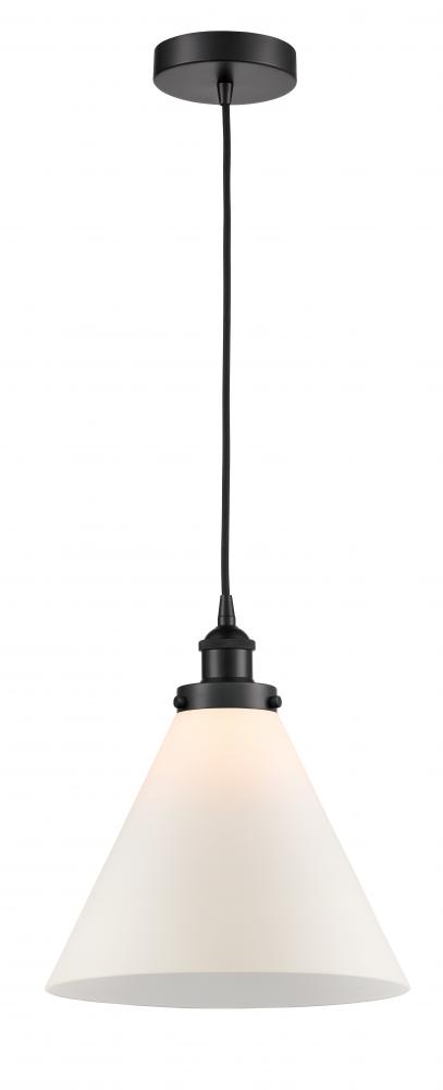 Cone - 1 Light - 12 inch - Matte Black - Cord hung - Mini Pendant