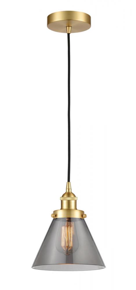 Cone - 1 Light - 8 inch - Satin Gold - Cord hung - Mini Pendant