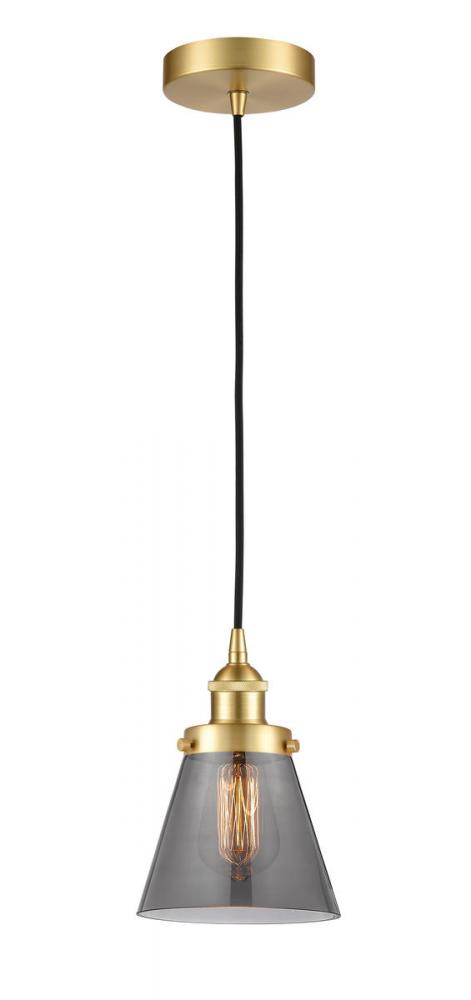 Cone - 1 Light - 6 inch - Satin Gold - Cord hung - Mini Pendant